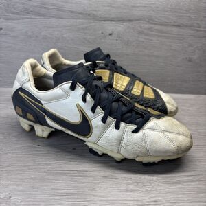 Nike Total 90 T90 Shoot III FG White Black Gold Soccer Cleats Sz 7.5 Leather